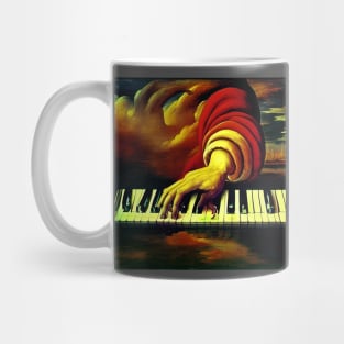 A Hand Coming Down From The Sky Playing A Keyboard With A Little Too Much Force Mug